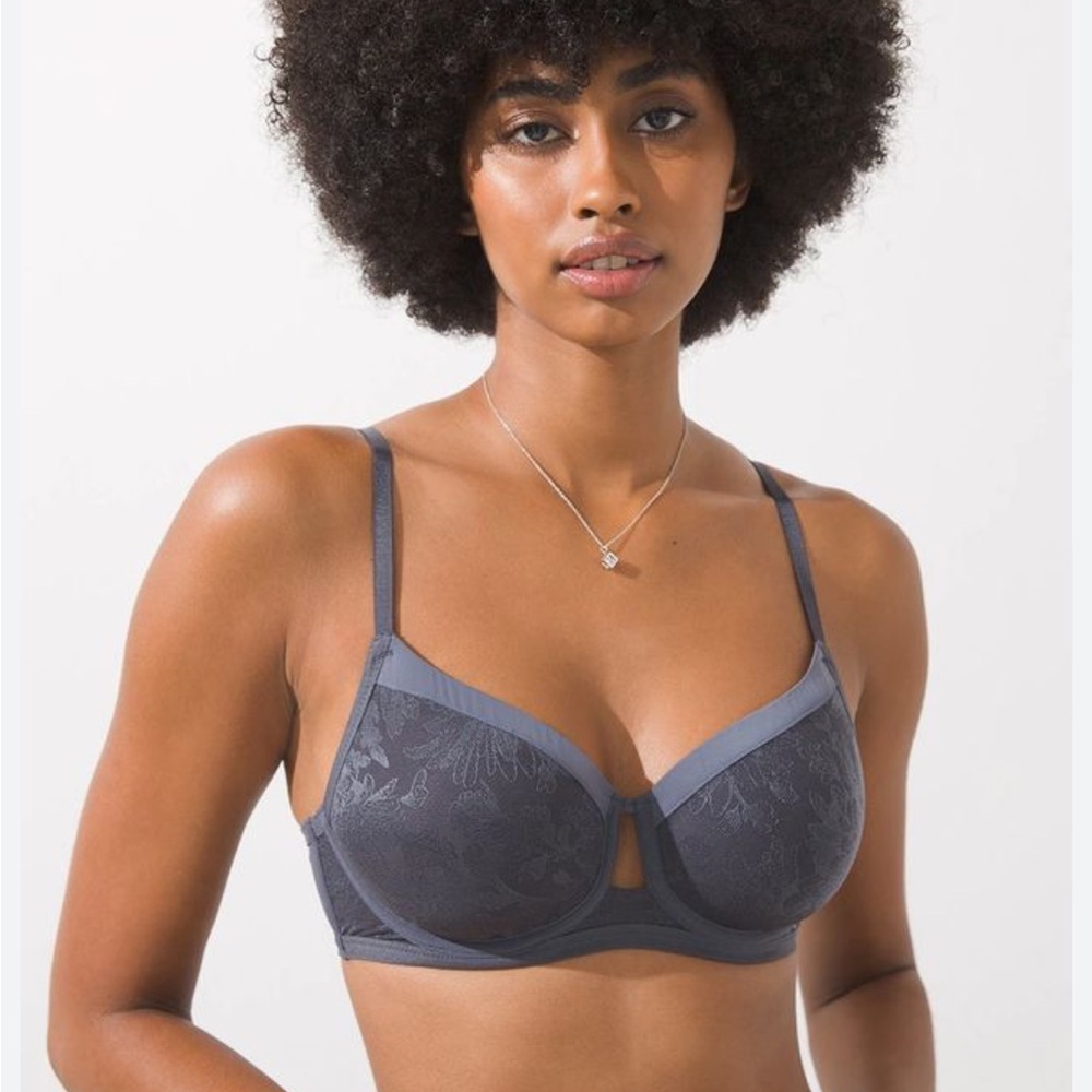 SOMA Lightest Lift Perfect Coverage Underwire Bra in Gray Ink Floral 36B